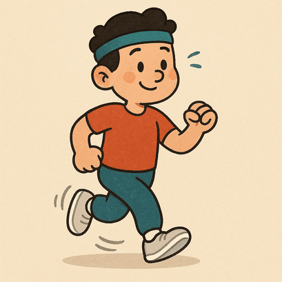 卡通人物進行超慢跑運動，象徵輕鬆、有氧、護關節的健康活動