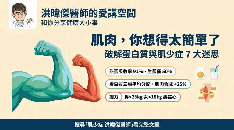 洪暐傑醫師解析肌少症與蛋白質迷思的增肌減脂重點圖