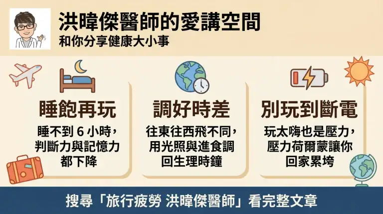 旅行疲勞怎麼解?睡眠、時差與壓力荷爾蒙重點(洪暐傑醫師)