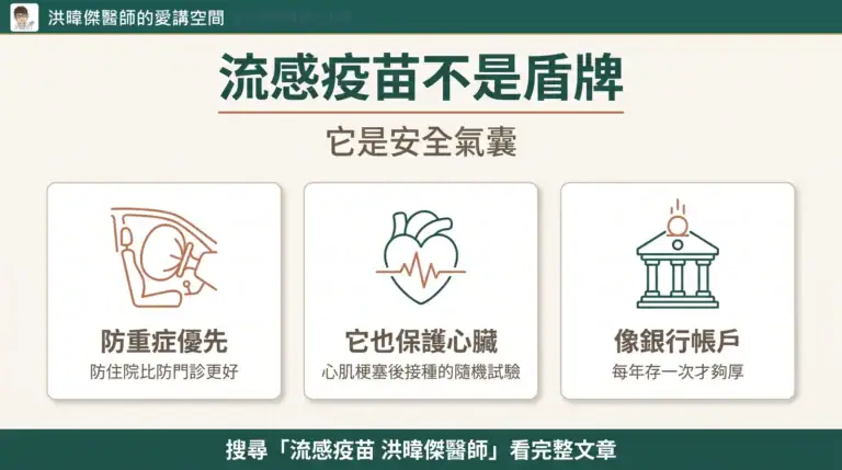 流感疫苗不是盾牌是安全氣囊：洪暐傑醫師解析四成保護力與心血管保護