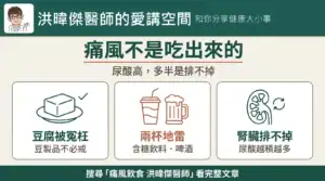 痛風飲食迷思：豆腐被冤枉了，真正的地雷是含糖飲料和啤酒；尿酸高多半是排不掉（洪暐傑醫師的愛講空間）
